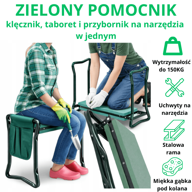Zielony Pomocnik – Klęcznik Ogrodowy 3w1